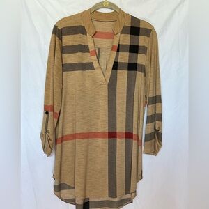 Plaid V-Neck Women's Top